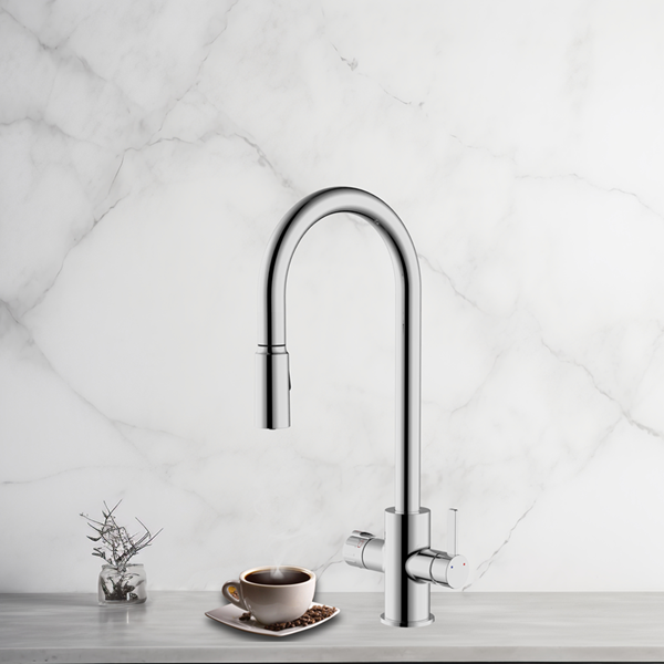 4-in-1-Wasserhahn mit herausziehbarer Brause